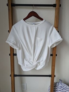 Walter Baker Women's Camile White Twist-Front Short Sleeve Tee - Size XL